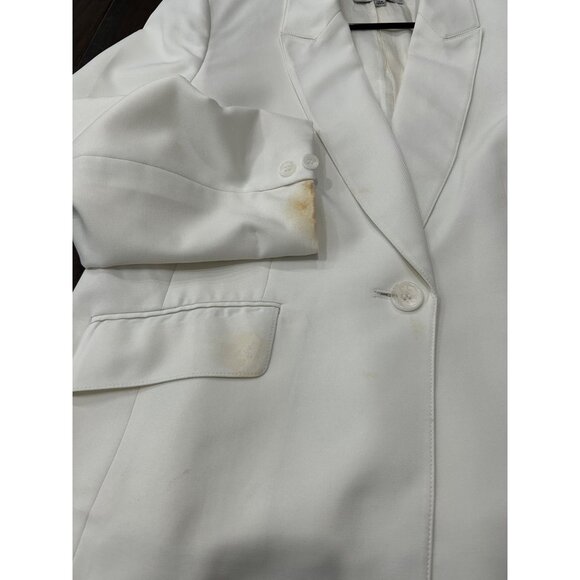 Kasper Womens White Blazer 14W One-Button Closure Professional Suit Jacket Made - Picture 5 of 9